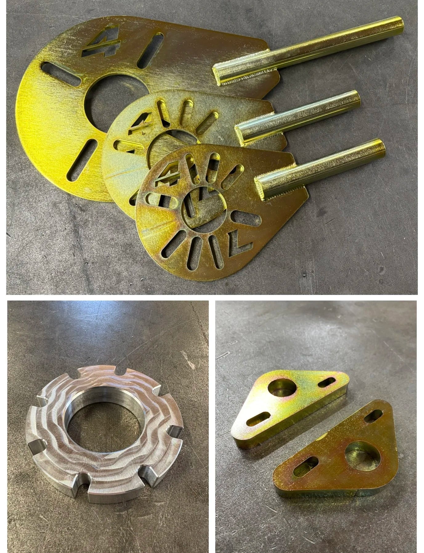 Main tools in 4Link4WD Master install kit. 3 different size pinion tools, case spreader adapters, and JK / JL yoke adapter.