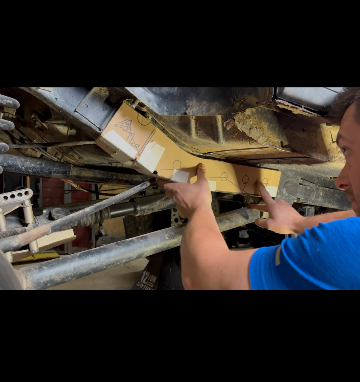 Template in action - showing how you can use your traced cardboard to get an accurate visual of how your metal parts will fit. 