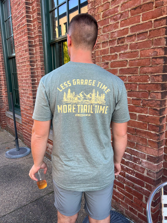 Soft Tee – “Less Garage Time, More Trail Time” Shirt (Multiple Colors) | 4Link4WD