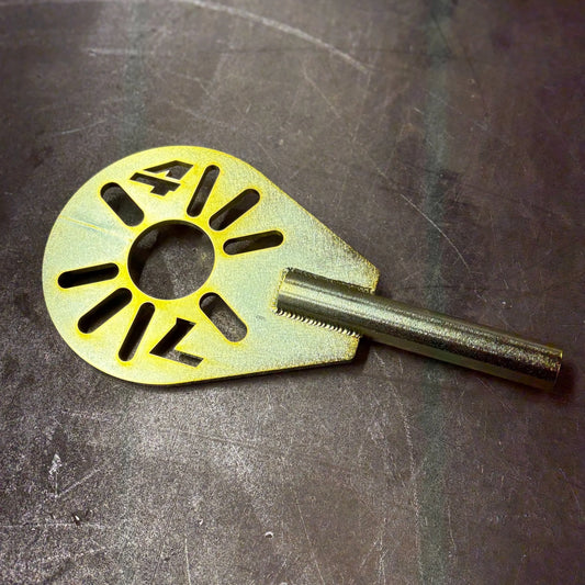 4Link4WD small pinion tool showing off it's golden glow of the zinc plating over top of the solid steel construction. 