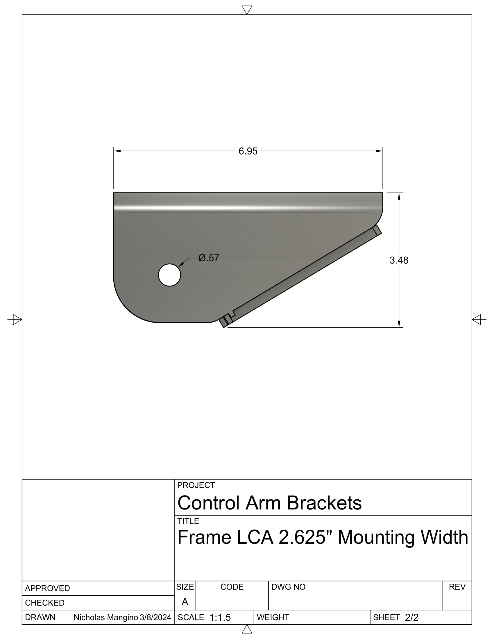 Dimensions of 4Link4WD LCA frame brackets.