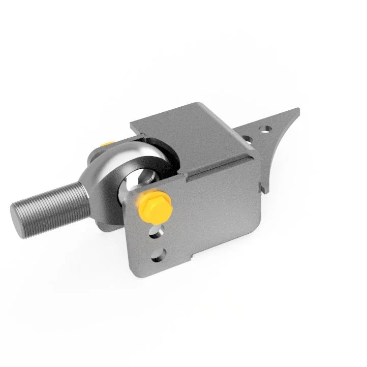 CAD image of the 4Link4WD UCA bracket with 1.25" heim joint, hardware and 4" gusset.